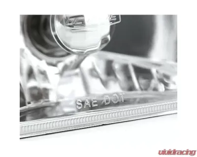 Octane Lighting 4X6 Diamond Crystal Clear Glass Lens Metal Headlight H4 Light Bulb Headlamp Pair - OL-136