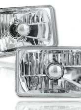 Octane Lighting 4X6 Diamond Crystal Clear Glass Lens Metal Headlight H4 Light Bulb Headlamp Pair                                     - OL-136 - Image 9