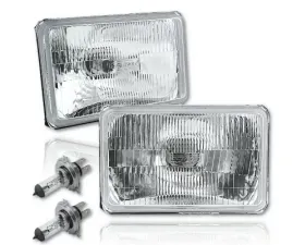 Octane Lighting 4X6 Halogen Semi Sealed Stock Style Glass H4 Headlight Headlamp Light Bulbs Pair
