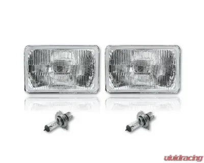 Octane Lighting 4X6 Halogen Semi Sealed Stock Style Glass H4 Headlight Headlamp Light Bulbs Pair - OL-137-CL