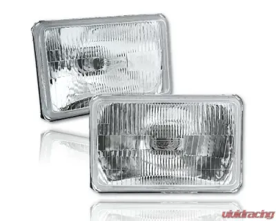 Octane Lighting 4X6 Halogen Semi Sealed Stock Style Glass H4 Headlight Headlamp Light Bulbs Pair - OL-137-CL