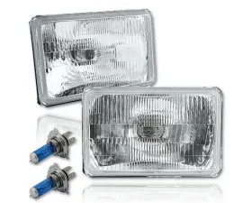 Octane Lighting 4X6 Halogen Semi Sealed Stock Glass H4 Headlight Headlamp Light Bulb 55/60W Pair