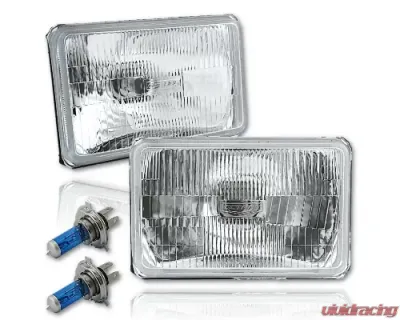 Octane Lighting 4X6 Halogen Semi Sealed Stock Glass H4 Headlight Headlamp Light Bulb 55/60W Pair - OL-137
