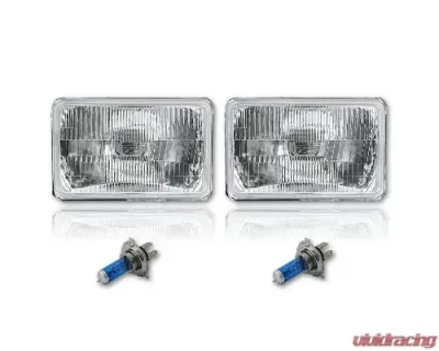 Octane Lighting 4X6 Halogen Semi Sealed Stock Glass H4 Headlight Headlamp Light Bulb 55/60W Pair - OL-137