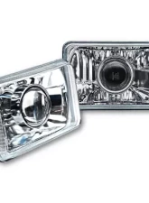 Octane Lighting 4X6 Inch Super White Halogen Projector Crystal Clear Lens/Metal Headlight H4 Light Bulb Headlamp Pair                                     - OL-138 - Image 2