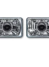 Octane Lighting 4X6 Inch Super White Halogen Projector Crystal Clear Lens/Metal Headlight H4 Light Bulb Headlamp Pair                                     - OL-138 - Image 3
