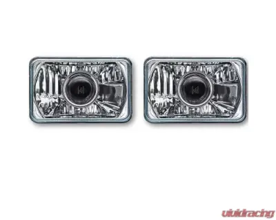 Octane Lighting 4X6 Inch Super White Halogen Projector Crystal Clear Lens/Metal Headlight H4 Light Bulb Headlamp Pair - OL-138