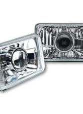 Octane Lighting 4X6 Inch Super White Halogen Projector Crystal Clear Lens/Metal Headlight H4 Light Bulb Headlamp Pair                                     - OL-138 - Image 7