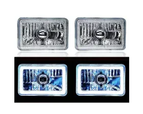 Octane Lighting 4X6 White LED COB Halo Crystal Glass/Metal Headlight Light Bulb Headlamp Pair