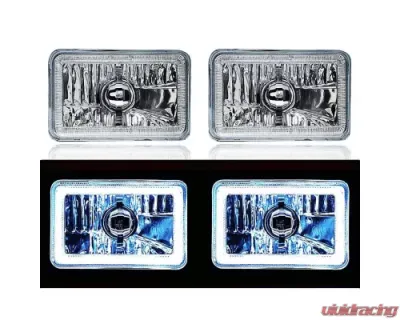 Octane Lighting 4X6 White LED COB Halo Crystal Glass/Metal Headlight Light Bulb Headlamp Pair - OL-201