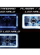 Octane Lighting 4X6 White LED COB Halo Crystal Glass/Metal Headlight Light Bulb Headlamp Pair                                     - OL-201 - Image 2