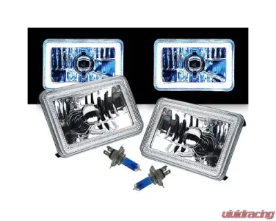 Octane Lighting 4X6 White LED COB Halo Crystal Glass/Metal Headlight Light Bulb Headlamp Pair - OL-201