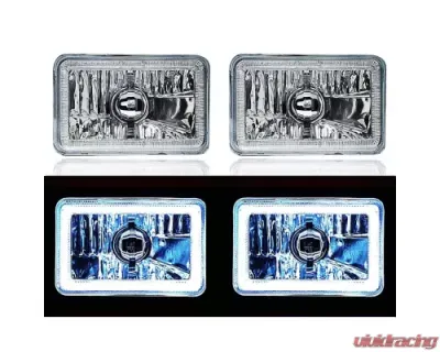 Octane Lighting 4X6 White LED COB Halo Crystal Glass/Metal Headlight Light Bulb Headlamp Pair - OL-201