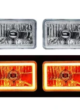 Octane Lighting 4X6 Amber LED COB Halo Crystal Glass/Metal Headlight Light Bulb Headlamp Pair                                     - OL-202 - Image 12