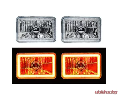 Octane Lighting 4X6 Amber LED COB Halo Crystal Glass/Metal Headlight Light Bulb Headlamp Pair - OL-202