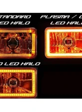 Octane Lighting 4X6 Amber LED COB Halo Crystal Glass/Metal Headlight Light Bulb Headlamp Pair                                     - OL-202 - Image 2