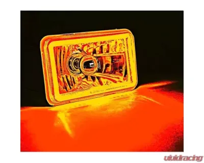 Octane Lighting 4X6 Amber LED COB Halo Crystal Glass/Metal Headlight Light Bulb Headlamp Pair - OL-202