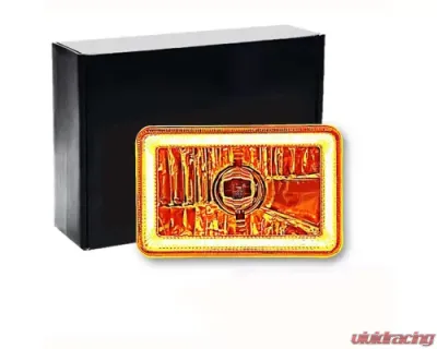Octane Lighting 4X6 Amber LED COB Halo Crystal Glass/Metal Headlight Light Bulb Headlamp Pair - OL-202