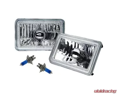 Octane Lighting 4X6 Amber LED COB Halo Crystal Glass/Metal Headlight Light Bulb Headlamp Pair - OL-202
