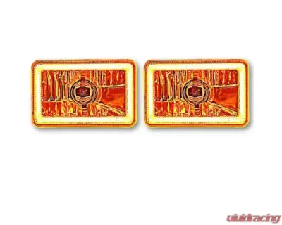 Octane Lighting 4X6 Amber LED COB Halo Crystal Glass/Metal Headlight Light Bulb Headlamp Pair - OL-202