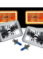 Octane Lighting 4X6 Amber LED COB Halo Crystal Glass/Metal Headlight Light Bulb Headlamp Pair                                     - OL-202 - Image 10