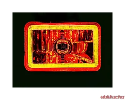 Octane Lighting 4X6 Amber LED COB Halo Crystal Glass/Metal Headlight Light Bulb Headlamp Pair - OL-202