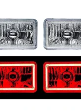 Octane Lighting 4X6 Inch Red LED COB Halo Crystal Glass/Metal Headlight Light Bulb Headlamp Pair                                     - OL-203 - Image 9