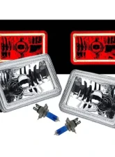 Octane Lighting 4X6 Inch Red LED COB Halo Crystal Glass/Metal Headlight Light Bulb Headlamp Pair                                     - OL-203 - Image 4