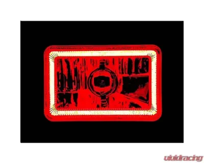 Octane Lighting 4X6 Inch Red LED COB Halo Crystal Glass/Metal Headlight Light Bulb Headlamp Pair - OL-203