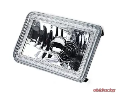 Octane Lighting 4X6 Inch Red LED COB Halo Crystal Glass/Metal Headlight Light Bulb Headlamp Pair - OL-203