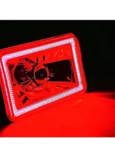 Octane Lighting 4X6 Inch Red LED COB Halo Crystal Glass/Metal Headlight Light Bulb Headlamp Pair                                     - OL-203 - Image 7