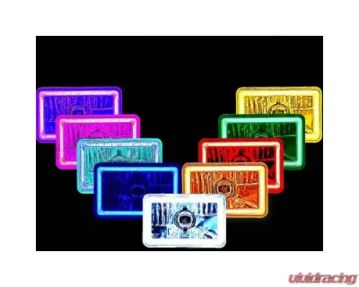 Octane Lighting 4X6 Inch RGB LED COB Color Change Halo Crystal Headlight Light Bulb Headlamp Pair - OL-204