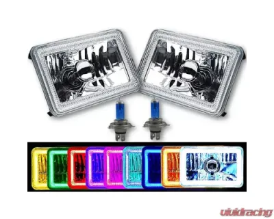 Octane Lighting 4X6 Inch RGB LED COB Color Change Halo Crystal Headlight Light Bulb Headlamp Pair - OL-204