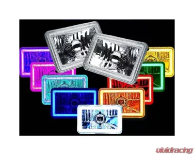 Octane Lighting 4X6 Inch RGB LED COB Color Change Halo Crystal Headlight Light Bulb Headlamp Pair - OL-204