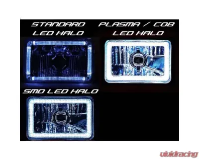 Octane Lighting 4X6 Inch RGB LED COB Color Change Halo Crystal Headlight Light Bulb Headlamp Pair - OL-204