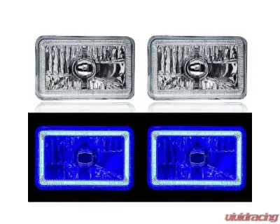 Octane Lighting 4X6 Blue LED COB Halo Crystal Glass/Metal Headlight Light Bulb Headlamp Pair - OL-210