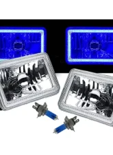 Octane Lighting 4X6 Blue LED COB Halo Crystal Glass/Metal Headlight Light Bulb Headlamp Pair                                     - OL-210 - Image 2