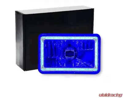 Octane Lighting 4X6 Blue LED COB Halo Crystal Glass/Metal Headlight Light Bulb Headlamp Pair - OL-210