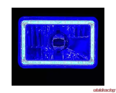 Octane Lighting 4X6 Blue LED COB Halo Crystal Glass/Metal Headlight Light Bulb Headlamp Pair - OL-210