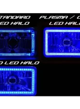 Octane Lighting 4X6 Blue LED COB Halo Crystal Glass/Metal Headlight Light Bulb Headlamp Pair                                     - OL-210 - Image 5
