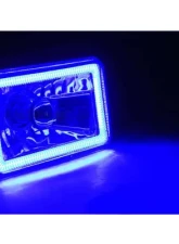 Octane Lighting 4X6 Blue LED COB Halo Crystal Glass/Metal Headlight Light Bulb Headlamp Pair                                     - OL-210 - Image 8