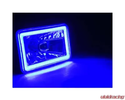 Octane Lighting 4X6 Blue LED COB Halo Crystal Glass/Metal Headlight Light Bulb Headlamp Pair - OL-210