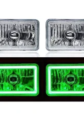 Octane Lighting 4X6 Green LED COB Halo Crystal Glass/Metal Headlight Light Bulb Headlamp Pair                                     - OL-211 - Image 12