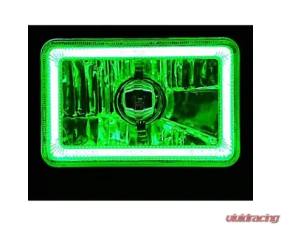 Octane Lighting 4X6 Green LED COB Halo Crystal Glass/Metal Headlight Light Bulb Headlamp Pair - OL-211
