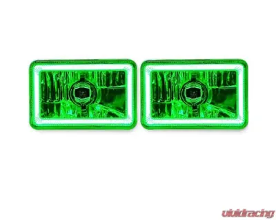 Octane Lighting 4X6 Green LED COB Halo Crystal Glass/Metal Headlight Light Bulb Headlamp Pair - OL-211
