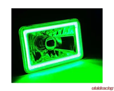 Octane Lighting 4X6 Green LED COB Halo Crystal Glass/Metal Headlight Light Bulb Headlamp Pair - OL-211