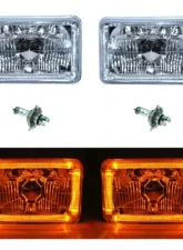 Octane Lighting 4X6 Amber LED Halo Angel Eye Halogen Headlight Headlamp Bulbs Crystal Clear Pair                                     - OL-4X6-HALO-A - Image 9