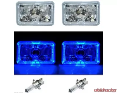 Octane Lighting 4X6 Blue LED Halo Angel Eye Halogen Headlights Headlamp Bulbs Crystal Clear Pair - OL-4X6-HALO-B