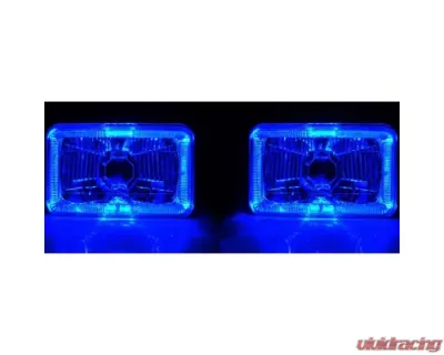 Octane Lighting 4X6 Blue LED Halo Angel Eye Halogen Headlights Headlamp Bulbs Crystal Clear Pair - OL-4X6-HALO-B