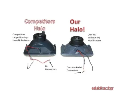 Octane Lighting 4X6 Blue LED Halo Angel Eye Halogen Headlights Headlamp Bulbs Crystal Clear Pair - OL-4X6-HALO-B